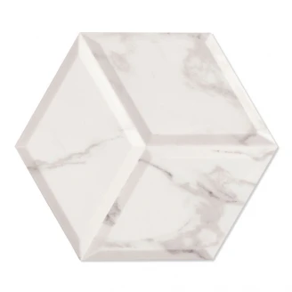 Dekor Marmor Hexagon Kakel Zaire Vit Matt-Relief 29x33 cm